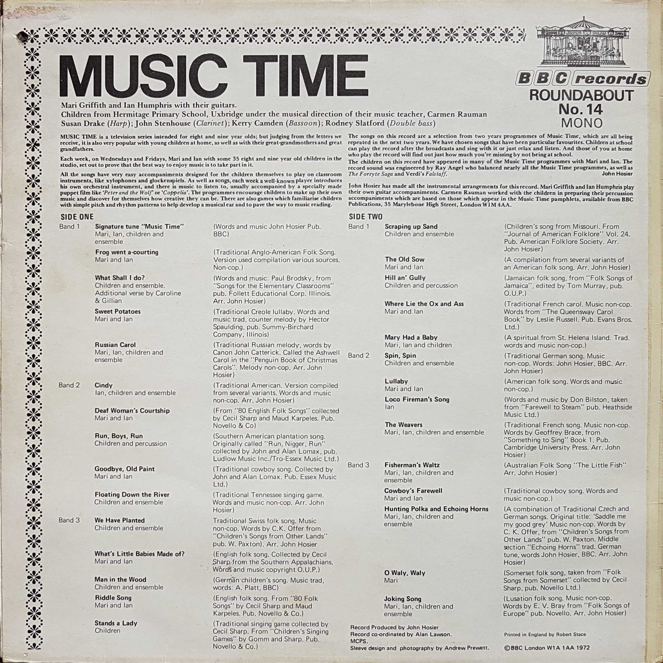 Picture of RBT 14 Music time by artist Mari Griffith / Ian Humphris from the BBC records and Tapes library